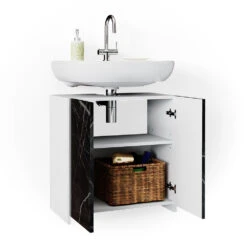 Waschbeckenunterschrank "Nero" Marmor 58 X 60 Cm Mit 2 Türen Vicco -Vicco m3736 07 ol