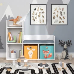 Kinderregal "Luigi" Weiß 107.2 X 88.6 Cm Mit 2 Faltboxen Opt.1 Vicco -Vicco m3743 fb2046 04 ol