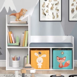 Kinderregal "Luigi" Weiß 107.2 X 88.6 Cm Mit 2 Faltboxen Opt.1 Vicco -Vicco m3743 fb2046 05 ol