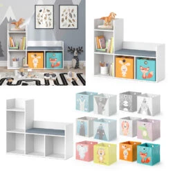 Kinderregal "Luigi" Weiß 107.2 X 88.6 Cm Mit 2 Faltboxen Opt.1 Vicco -Vicco m3743 fb2046 08 ol