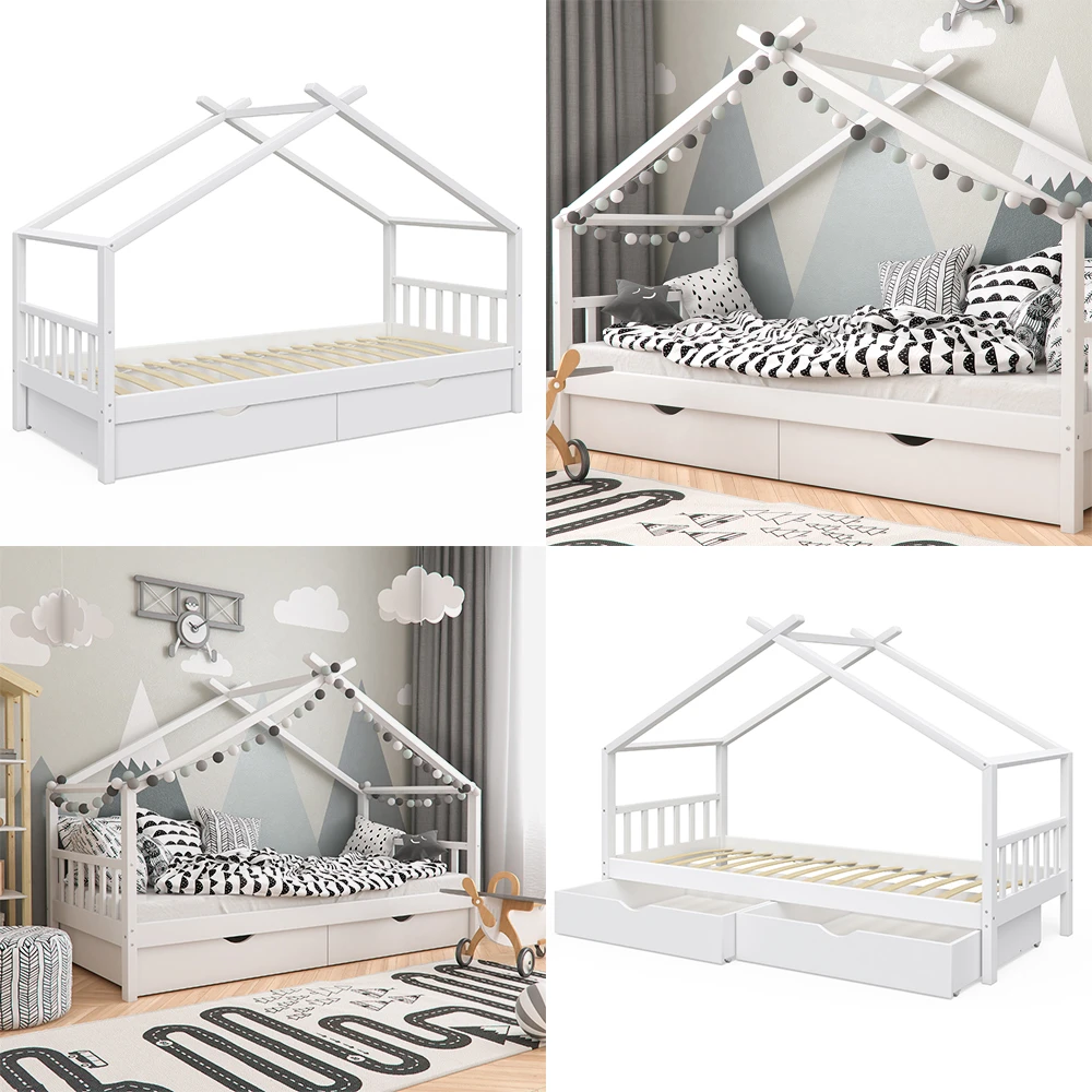 Hausbett "Design" Weiß 90x200 Cm Mit 2 Schubladen Vitalispa 10 Hausbett "Design" Weiß 90x200 Cm Mit 2 Schubladen Vitalispa – Bild 8