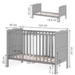Babybett "Tobi" Grau 60x120 Cm Vitalispa -Vicco m3781 03 ol
