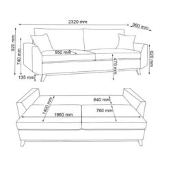 Sofa "Sidney" Blau 230 Cm Vitalispa -Vicco m3792 03 ol