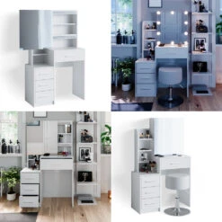 Schminktisch "Conrada" Weiß 80 Cm Mit LED Beleuchtung Und Hocker Vicco 18 Schminktisch "Conrada" Weiß 80 Cm Mit LED Beleuchtung Und Hocker Vicco -Vicco m3799 hw l 08 ol