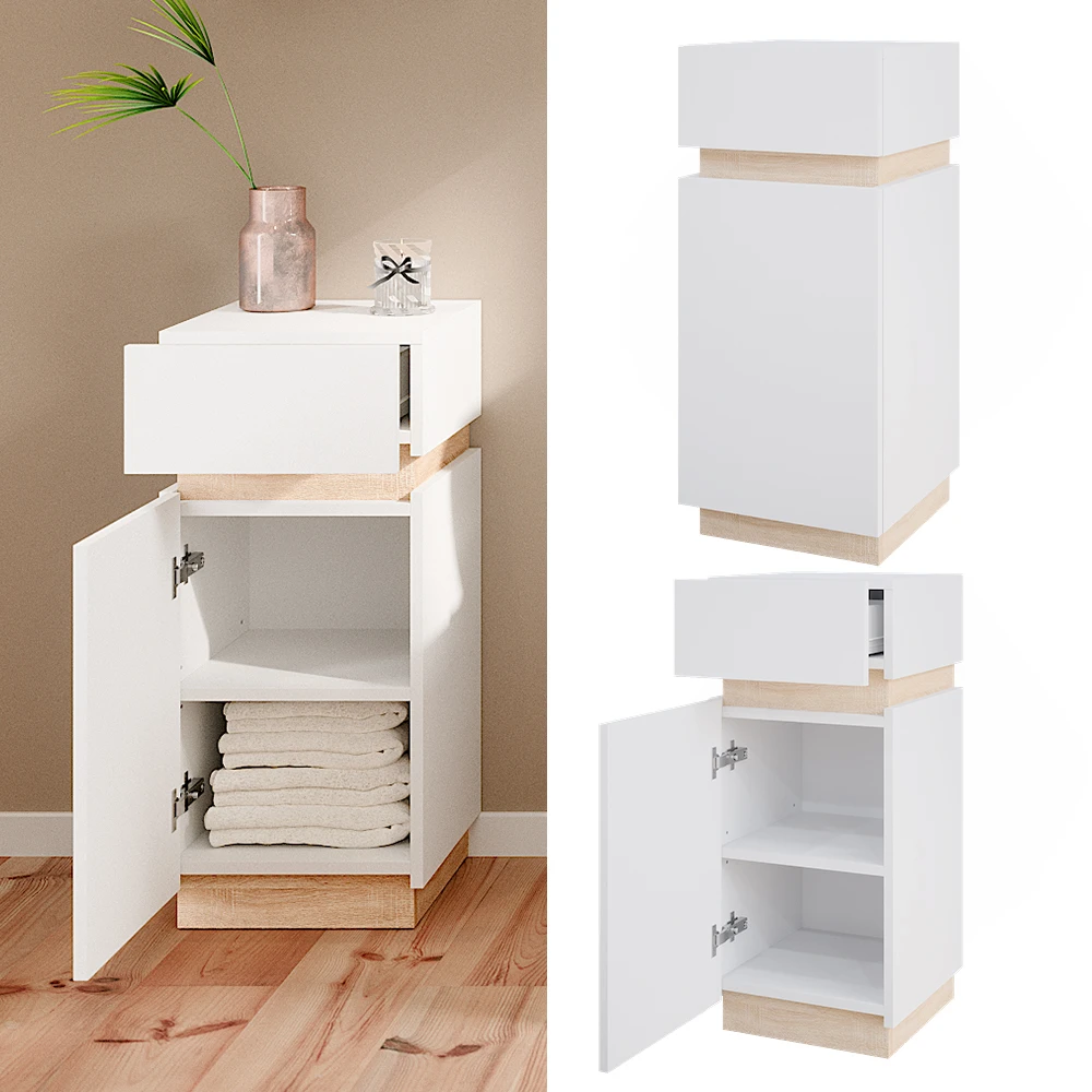 Midischrank "Gloria" Weiß/Sonoma Vicco 4 Midischrank "Gloria" Weiß/Sonoma Vicco – Bild 2