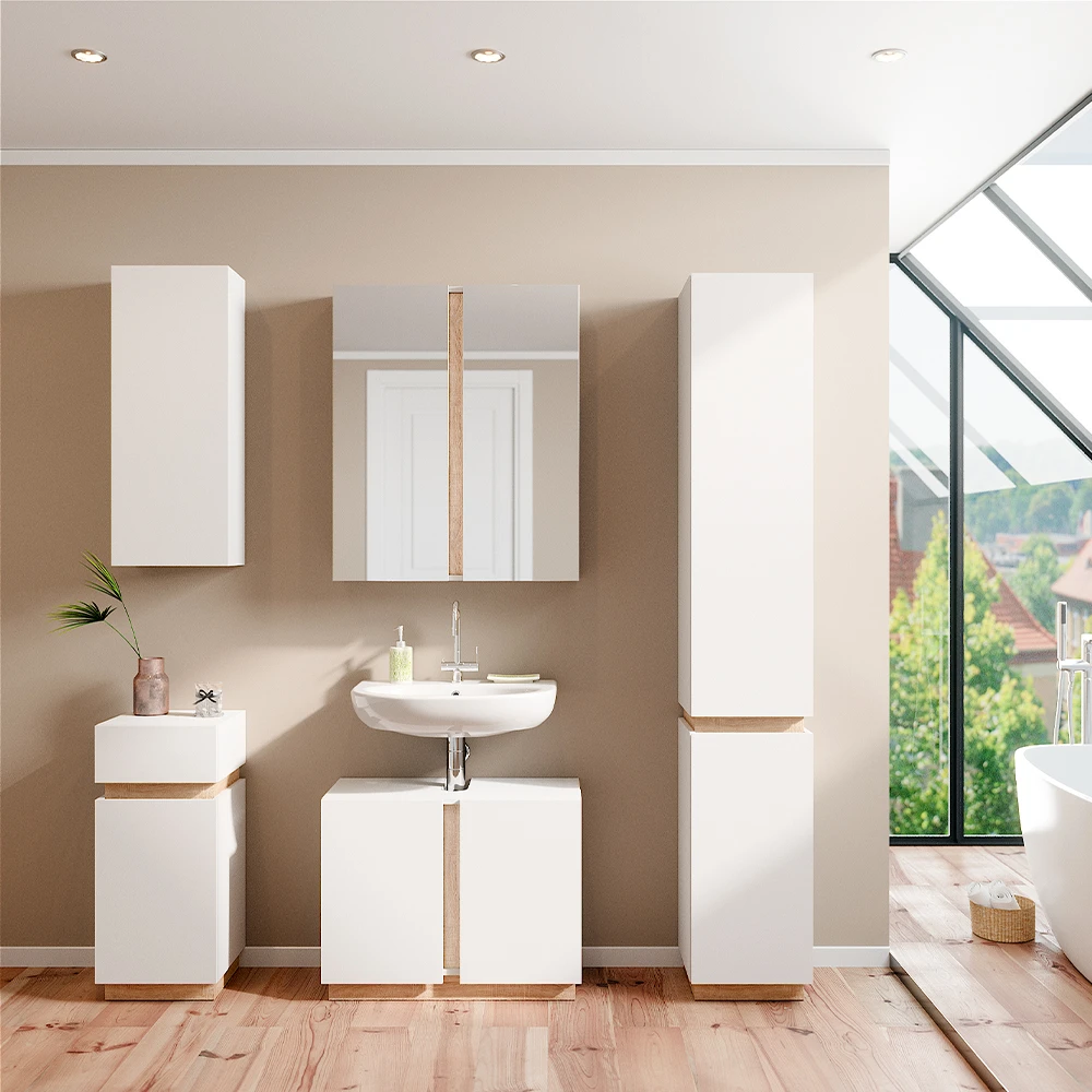 Midischrank "Gloria" Weiß/Sonoma Vicco 6 Midischrank "Gloria" Weiß/Sonoma Vicco – Bild 4