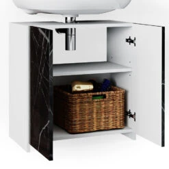 Badmöbel Set "Nero" Marmor/Weiß 4 Teile Vicco -Vicco m4003 06 ol