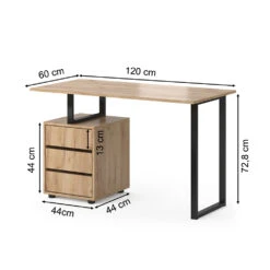 Schreibtisch "Adem" Naturholz/Schwarz 120 X 60 Cm Vicco -Vicco m4048 03 ol