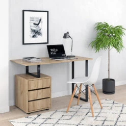 Schreibtisch "Adem" Naturholz/Schwarz 120 X 60 Cm Vicco -Vicco m4048 04 ol