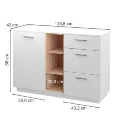 Sideboard "Beatrice" Weiß/Sonoma 127 X 88 Cm Vicco -Vicco m4091 03 ol