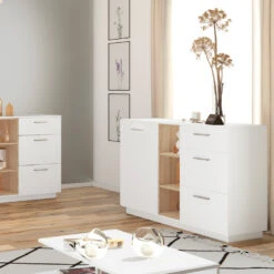 Sideboard "Beatrice" Weiß/Sonoma 127 X 88 Cm Vicco -Vicco m4091 04 ol