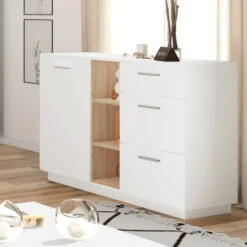 Sideboard "Beatrice" Weiß/Sonoma 127 X 88 Cm Vicco -Vicco m4091 05 ol
