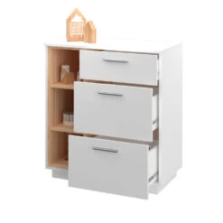 Sideboard "Beatrice" Weiß/Sonoma 79.6 X 88 Cm Mit 3 Schubladen Vicco -Vicco m4104 07 ol