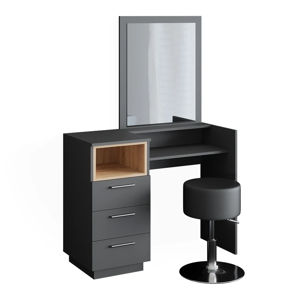 Schminktisch "Beatrice" Anthrazit/Eiche 100 Cm Mit Hocker Vicco 3 Schminktisch "Beatrice" Anthrazit/Eiche 100 Cm Mit Hocker Vicco