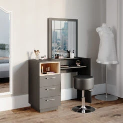 Schminktisch "Beatrice" Anthrazit/Eiche 100 Cm Mit Hocker Vicco 13 Schminktisch "Beatrice" Anthrazit/Eiche 100 Cm Mit Hocker Vicco -Vicco m4107 hs 04 ol