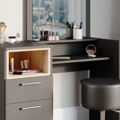 Schminktisch "Beatrice" Anthrazit/Eiche 100 Cm Mit Hocker Vicco 14 Schminktisch "Beatrice" Anthrazit/Eiche 100 Cm Mit Hocker Vicco -Vicco m4107 hs 05 ol