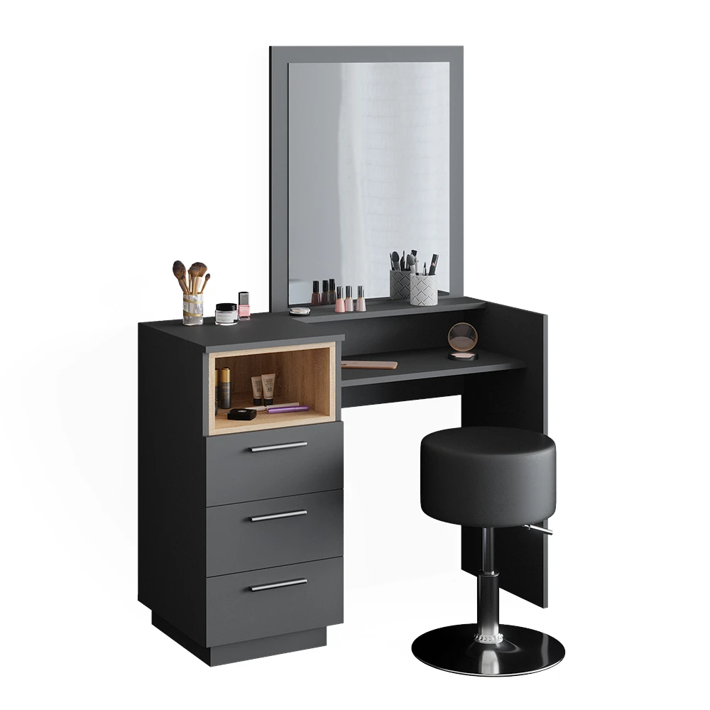 Schminktisch "Beatrice" Anthrazit/Eiche 100 Cm Mit Hocker Vicco 9 Schminktisch "Beatrice" Anthrazit/Eiche 100 Cm Mit Hocker Vicco – Bild 7