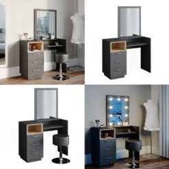 Schminktisch "Beatrice" Anthrazit/Eiche 100 Cm Mit Hocker Vicco 17 Schminktisch "Beatrice" Anthrazit/Eiche 100 Cm Mit Hocker Vicco -Vicco m4107 hs 08 ol