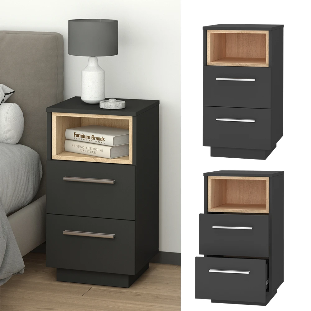 Nachttisch "Beatrice" Anthrazit/Sonoma 36 X 68 Cm 2er Set Vicco 4 Nachttisch "Beatrice" Anthrazit/Sonoma 36 X 68 Cm 2er Set Vicco – Bild 2