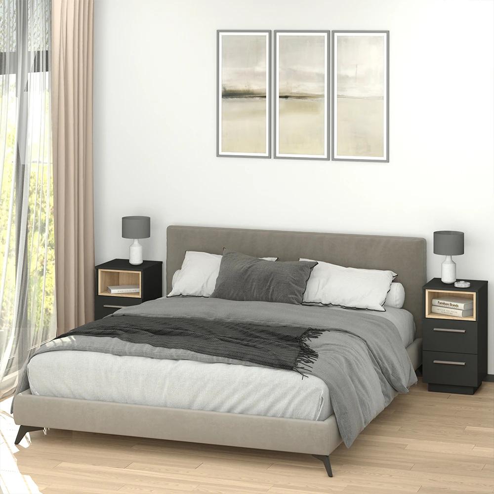 Nachttisch "Beatrice" Anthrazit/Sonoma 36 X 68 Cm 2er Set Vicco 6 Nachttisch "Beatrice" Anthrazit/Sonoma 36 X 68 Cm 2er Set Vicco – Bild 4