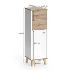 Midischrank "Senyo" Weiß/Sonoma 30 X 95 Cm Mit Schubladen Vicco -Vicco m4113 03 ol
