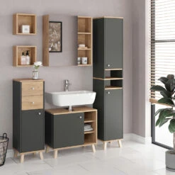 Waschbeckenunterschrank "Senyo" Anthrazit/Goldkraft Eiche 60 X 54 Cm Vicco 12 Waschbeckenunterschrank "Senyo" Anthrazit/Goldkraft Eiche 60 X 54 Cm Vicco -Vicco m4118 04 ol