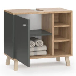 Waschbeckenunterschrank "Senyo" Anthrazit/Goldkraft Eiche 60 X 54 Cm Vicco 15 Waschbeckenunterschrank "Senyo" Anthrazit/Goldkraft Eiche 60 X 54 Cm Vicco -Vicco m4118 07 ol