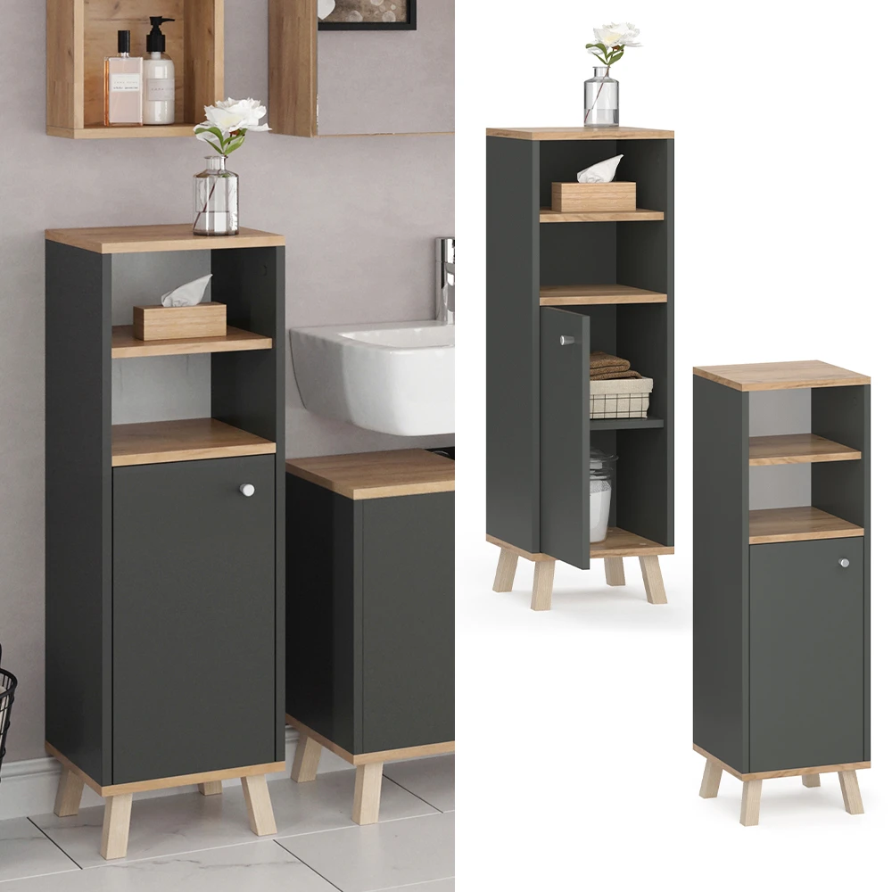 Midischrank "Senyo" Anthrazit/Goldkraft Eiche 30 X 95 Cm Vicco 4 Midischrank "Senyo" Anthrazit/Goldkraft Eiche 30 X 95 Cm Vicco – Bild 2