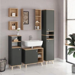 Midischrank "Senyo" Anthrazit/Goldkraft Eiche 30 X 95 Cm Vicco 12 Midischrank "Senyo" Anthrazit/Goldkraft Eiche 30 X 95 Cm Vicco -Vicco m4120 04 ol