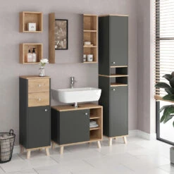 Badschrank "Senyo" Goldkraft Eiche 25 X 25 Cm 2er Set Vicco -Vicco m4121 04 ol