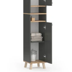 Badschrank "Senyo" Anthrazit/Goldkraft Eiche 30 X 174 Cm Vicco -Vicco m4122 06 ol