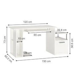 Schreibtisch "Jakob" Weiß 150 X 60.2 Cm Mit Ausziehbarer Tastaturablage Vicco -Vicco m4138 03 ol