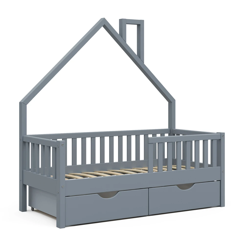 Hausbett "Noemi" Anthrazit 70x140 Cm Mit 2 Schubladen Vitalispa 3 Hausbett "Noemi" Anthrazit 70x140 Cm Mit 2 Schubladen Vitalispa