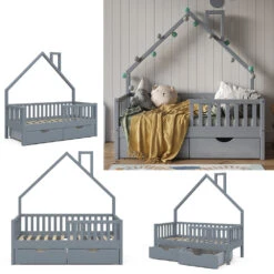 Hausbett "Noemi" Anthrazit 70x140 Cm Mit 2 Schubladen Vitalispa 10 Hausbett "Noemi" Anthrazit 70x140 Cm Mit 2 Schubladen Vitalispa -Vicco m4145 2s 02 ol