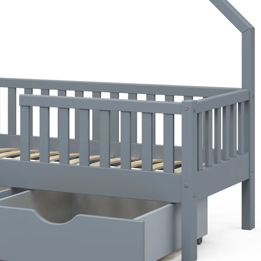 Hausbett "Noemi" Anthrazit 70x140 Cm Mit 2 Schubladen Vitalispa 8 Hausbett "Noemi" Anthrazit 70x140 Cm Mit 2 Schubladen Vitalispa – Bild 6