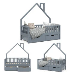 Hausbett "Noemi" Anthrazit 70x140 Cm Mit 2 Schubladen Vitalispa 15 Hausbett "Noemi" Anthrazit 70x140 Cm Mit 2 Schubladen Vitalispa -Vicco m4145 2s 07 ol