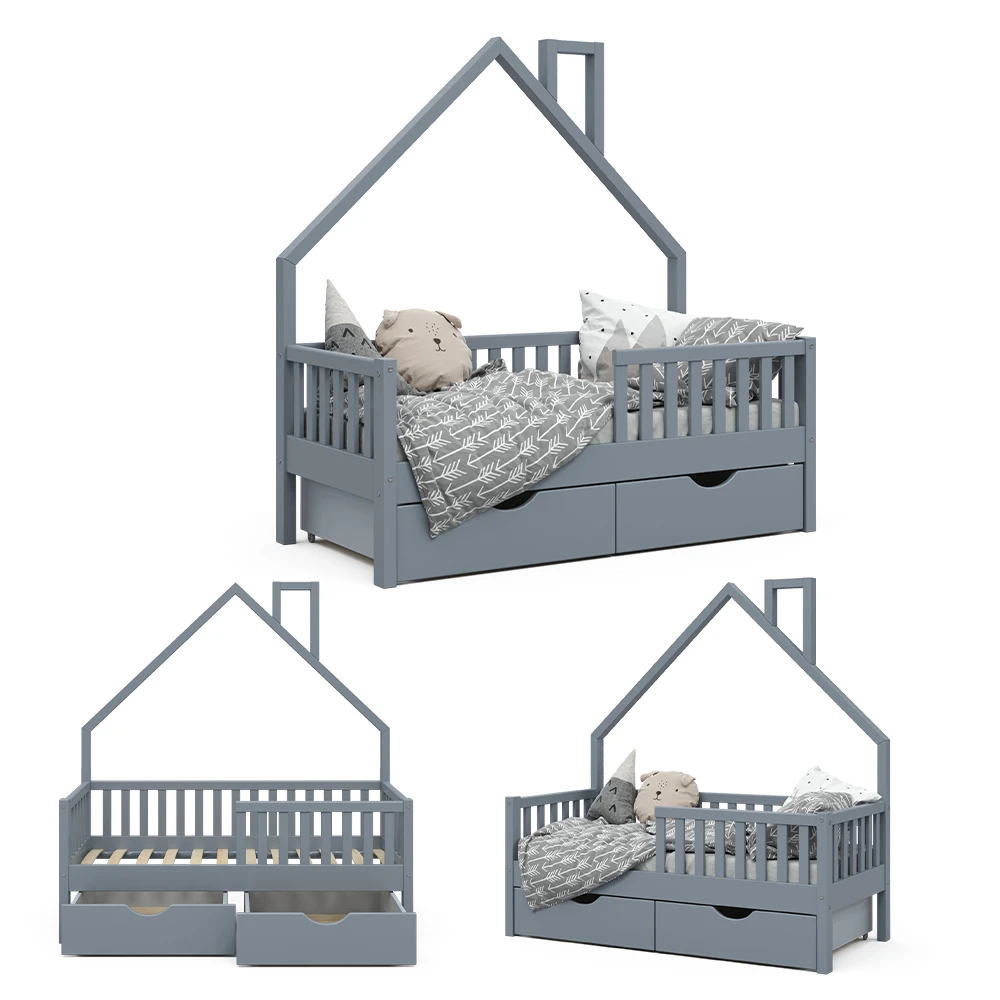 Hausbett "Noemi" Anthrazit 70x140 Cm Mit 2 Schubladen Vitalispa 9 Hausbett "Noemi" Anthrazit 70x140 Cm Mit 2 Schubladen Vitalispa – Bild 7