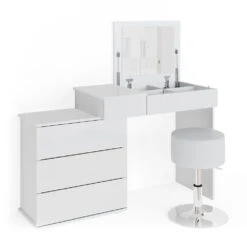 Schminktisch "Lotos" Weiß 117 Cm Mit Hocker Vicco