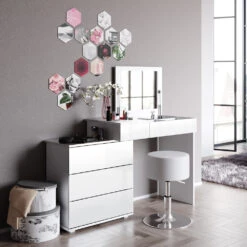 Schminktisch "Lotos" Weiß 117 Cm Mit Hocker Vicco -Vicco m4178 hw 04 ol