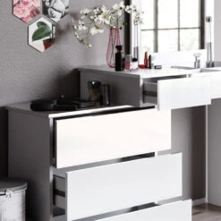 Schminktisch "Lotos" Weiß 117 Cm Mit Hocker Vicco -Vicco m4178 hw 05 ol