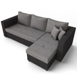 Sofa L Form Schwarz/Grau 224 X 144 Cm Vitalispa