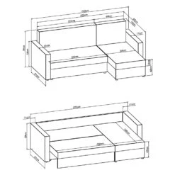 Sofa L Form Schwarz/Grau 224 X 144 Cm Vitalispa -Vicco m417 03 ol