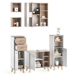 Badmöbel Set "Senyo" Weiß/Sonoma 5 Teile, Mit Regalen Vicco 15 Badmöbel Set "Senyo" Weiß/Sonoma 5 Teile, Mit Regalen Vicco -Vicco m4180 07 ol