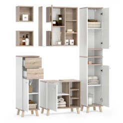 Badmöbel Set "Senyo" Weiß/Sonoma 5 Teile Vicco 15 Badmöbel Set "Senyo" Weiß/Sonoma 5 Teile Vicco -Vicco m4182 07 ol