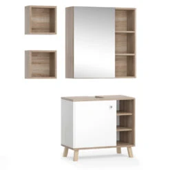 Badmöbel Set "Senyo" WeiĂ/Sonoma 3 Teile Vicco