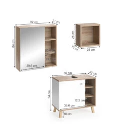 Badmöbel Set "Senyo" Weiß/Sonoma 3 Teile Vicco -Vicco m4186 03 ol