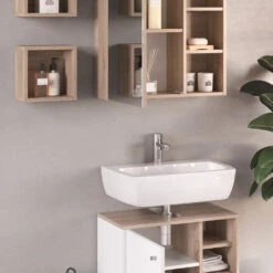 Badmöbel Set "Senyo" Weiß/Sonoma 3 Teile Vicco -Vicco m4186 05 ol