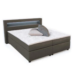 Boxspringbett Grau 200 X 180 Cm Mit LED Beleuchtung Vitalispa