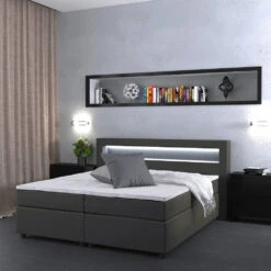 Boxspringbett Grau 200 X 180 Cm Mit LED Beleuchtung Vitalispa 13 Boxspringbett Grau 200 X 180 Cm Mit LED Beleuchtung Vitalispa -Vicco m419 04 ol
