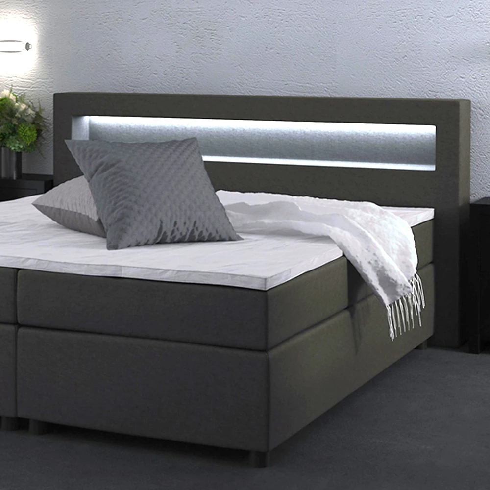 Boxspringbett Grau 200 X 180 Cm Mit LED Beleuchtung Vitalispa 7 Boxspringbett Grau 200 X 180 Cm Mit LED Beleuchtung Vitalispa – Bild 5